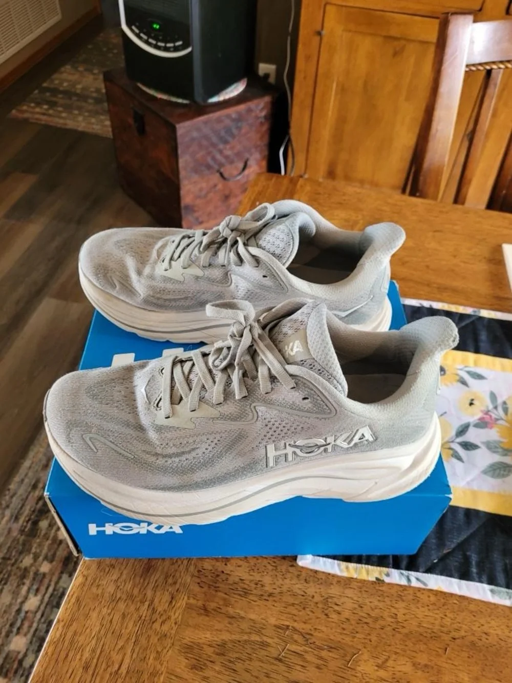 Hoka Light Gray/White Women's Running Sneakers - Picture 2 of 5